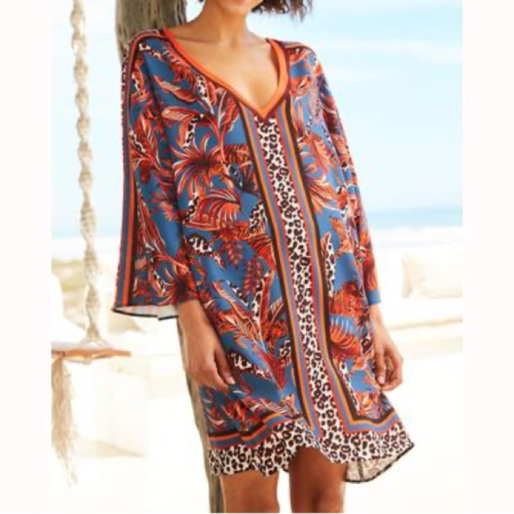 Next Women's Navy Tiger Print Beach Dress - Picture 2 of 3